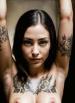 Naked Tattooed Brunette with Long Hair: Sweet Pussy, Big Tits, and Sexy AI Nudes