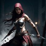 Sexy Naked Assassin Girls in Leather with Swords: Medieval Fantasy with Natural Boobs in the Hottest AI Nudes Art