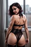 Naked AI-Generated White Girl: Amateur Beauty in Black Stockings and Red